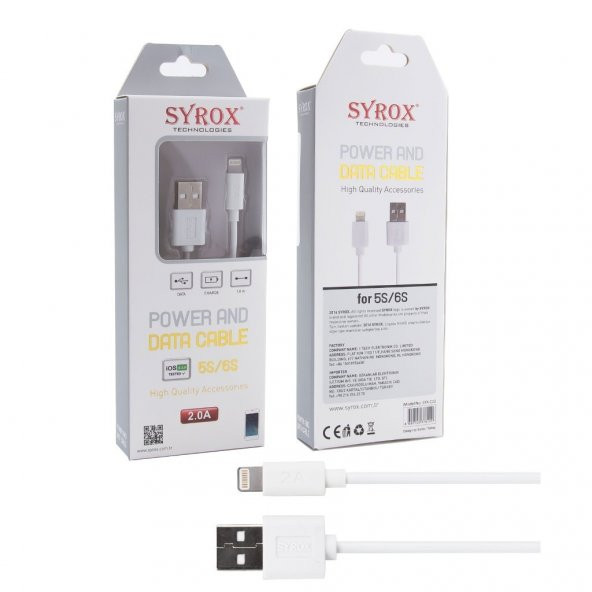 SYROX C12 2.0 İphone Hızlı Şarj Kablosu Epple Lightning Usb Şarj Aleti Kablosu