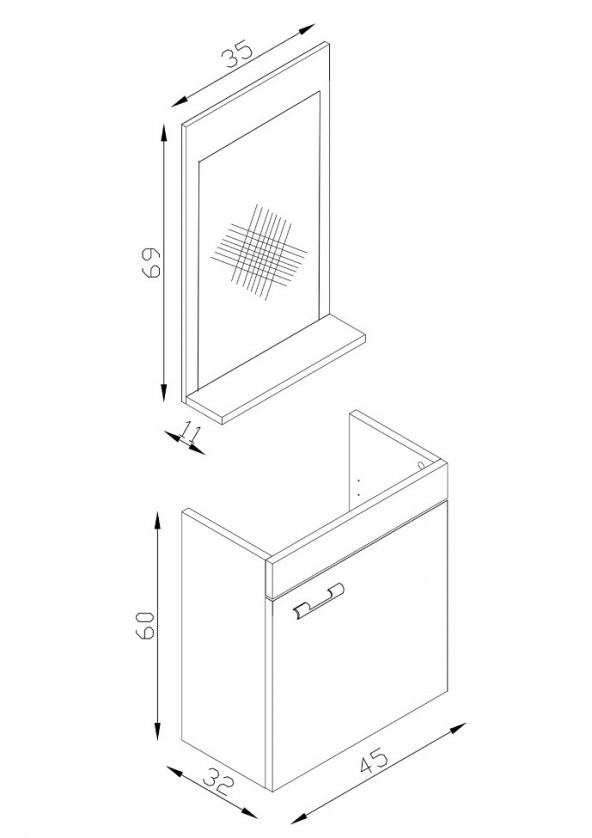 Karen Narin Banyo Dolabı 45cm Sarmaşık - 2