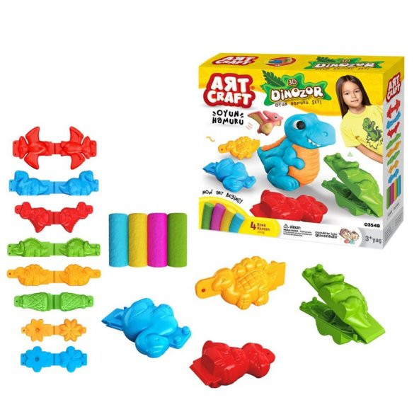 03549 Dede, 3D Dinozor Hamur Set 200 gr / +3 yaş - 4