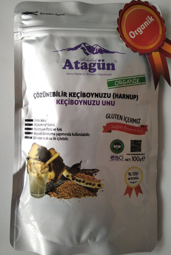 ORGANİK KEÇİBOYNUZU UNU 100 GR 1 KOLİ 18 ADET