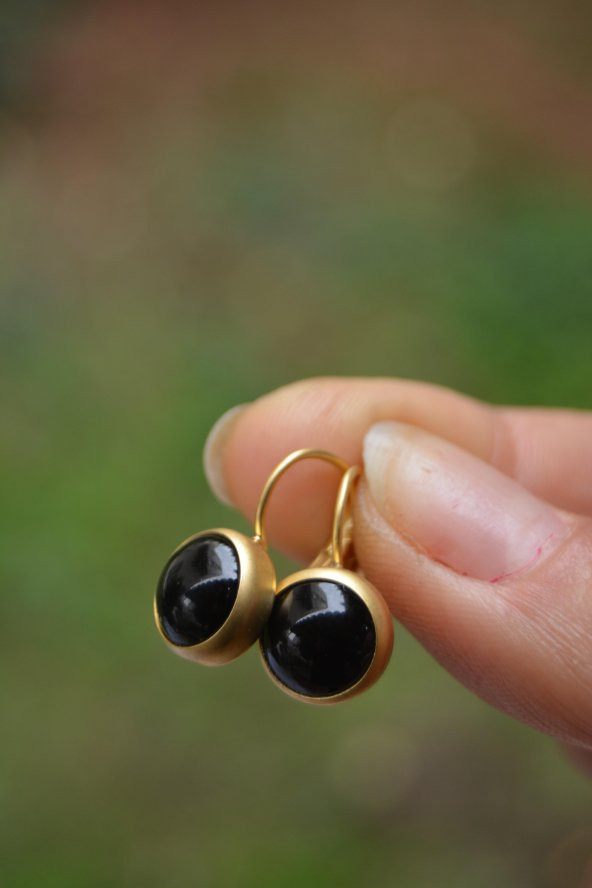 STONEAGE JEWELLERY Oniks Doğal Taş Küpe