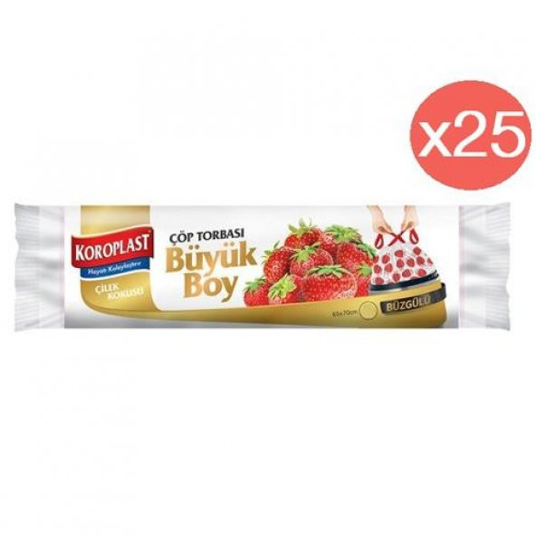 Koroplast Çilek Büzgülü Büyük Çöp Torbası 10lu x 25 Paket