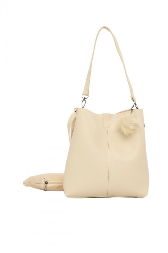 Bagmori Krem Biritli Mıknatıs Çıtçıtlı Çanta