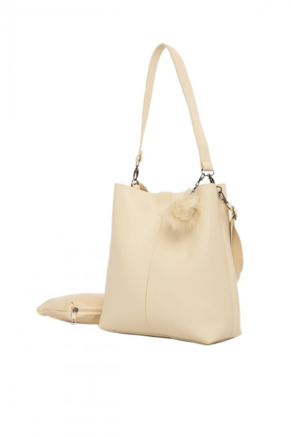 Bagmori Krem Biritli Mıknatıs Çıtçıtlı Çanta - 2