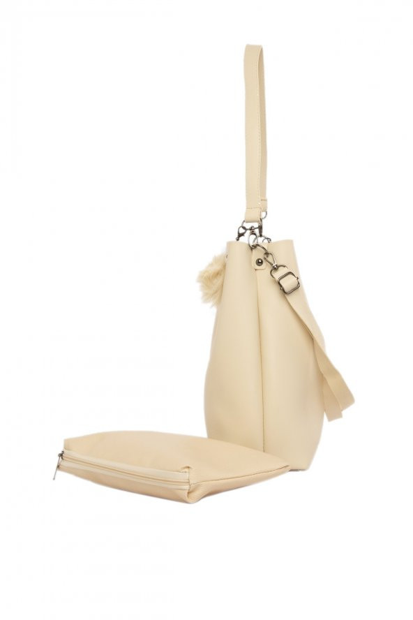 Bagmori Krem Biritli Mıknatıs Çıtçıtlı Çanta - 3