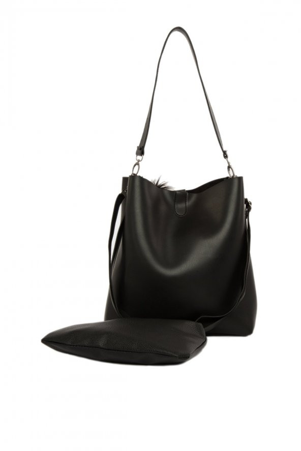 Bagmori Siyah Biritli Mıknatıs Çıtçıtlı Çanta - 4