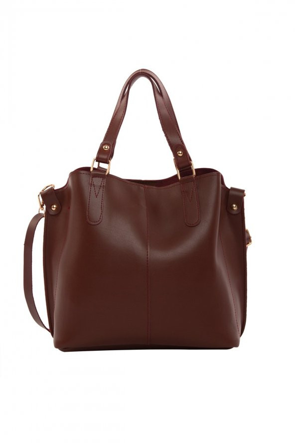 Bagmori Bordo Üç Bölmeli Çıtçıt Detaylı Çanta