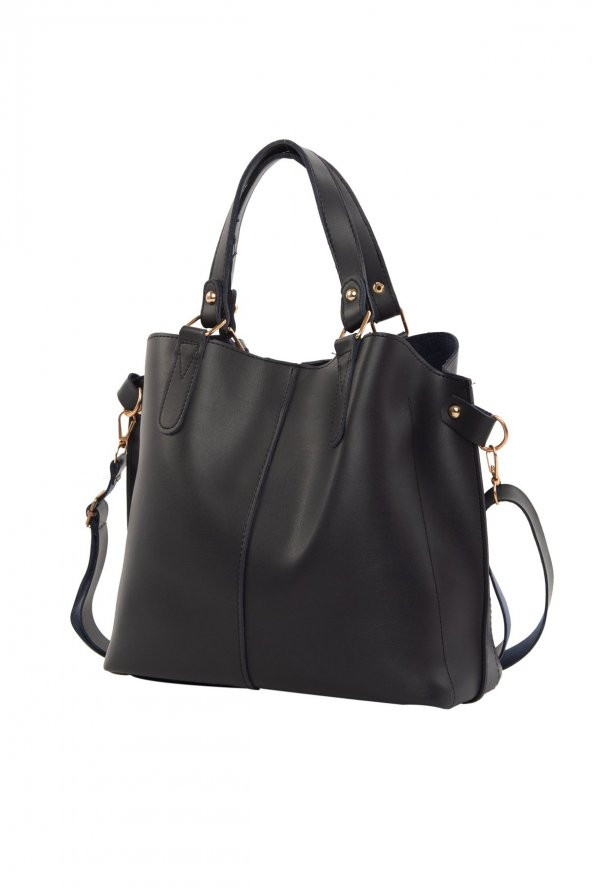 Bagmori Lacivert Üç Bölmeli Çıtçıt Detaylı Çanta - 2