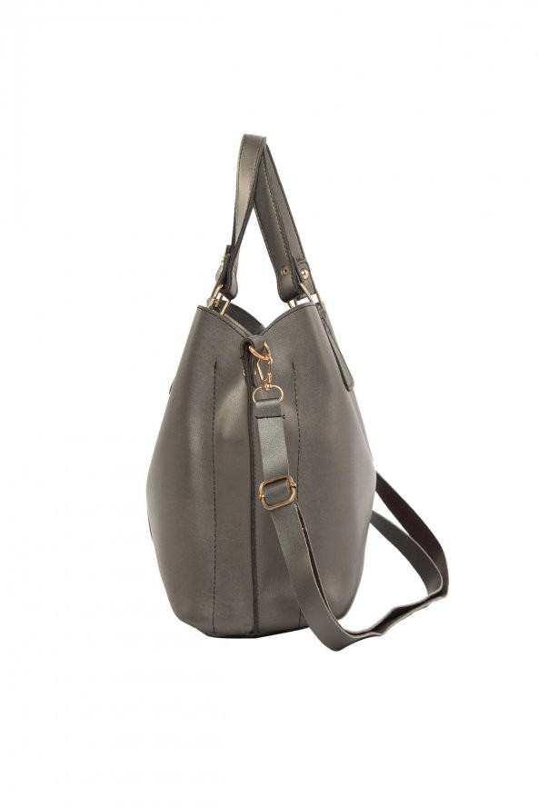 Bagmori Gümüş Üç Bölmeli Çıtçıt Detaylı Çanta - 3