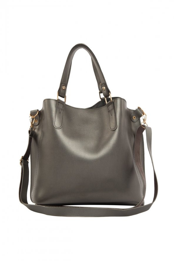 Bagmori Gümüş Üç Bölmeli Çıtçıt Detaylı Çanta - 4