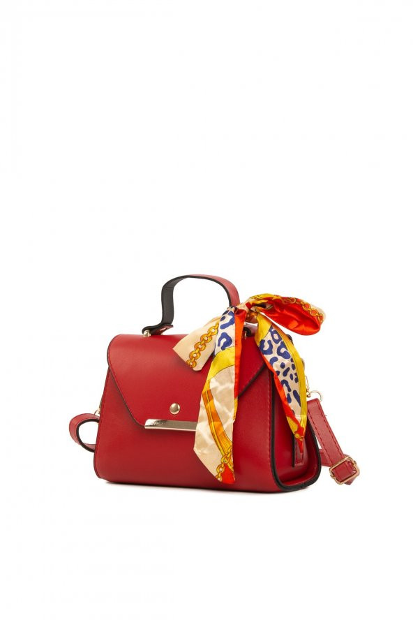 Bagmori Kırmızı Kapaklı Şallı Askılı Çanta - Resim 2