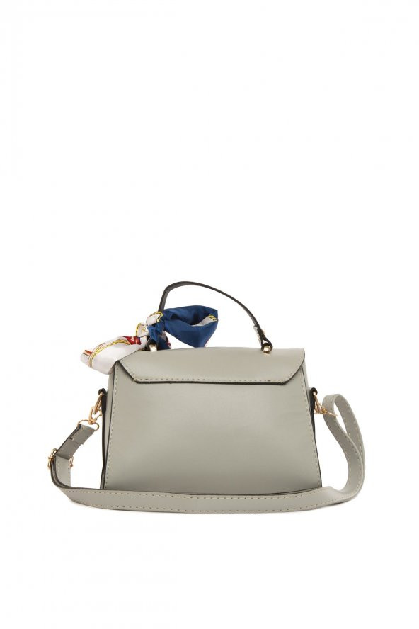 Bagmori Gri Kapaklı Şallı Askılı Çanta - Resim 4