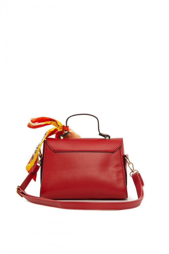 Bagmori Kırmızı Kapaklı Şallı Askılı Çanta - Resim 4