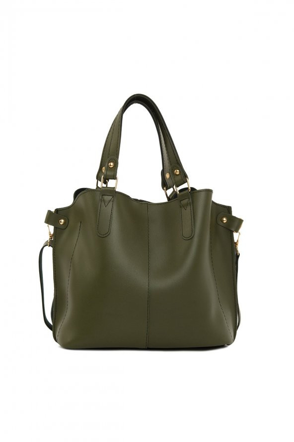 Bagmori Haki Üç Bölmeli Çıtçıt Detaylı Çanta