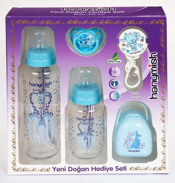 Hanymish Yenidoğan Hediye Seti 5li - Mavi - 651