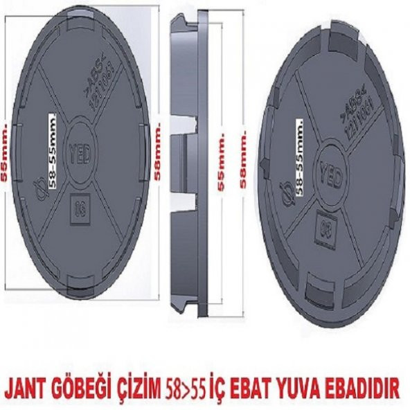 Jant Göbeği CHEVROLET 58/55 (55mm Yuva )4'lü Set SİYAH Orjinal Tip - 3