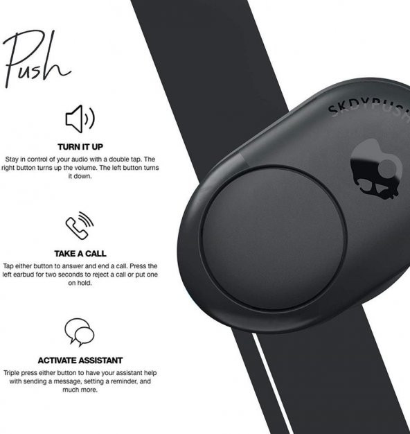 Skullcandy Push Kablosuz Gerçek Kulakiçi Kulaklık Gri S2BBW-M717 - 3