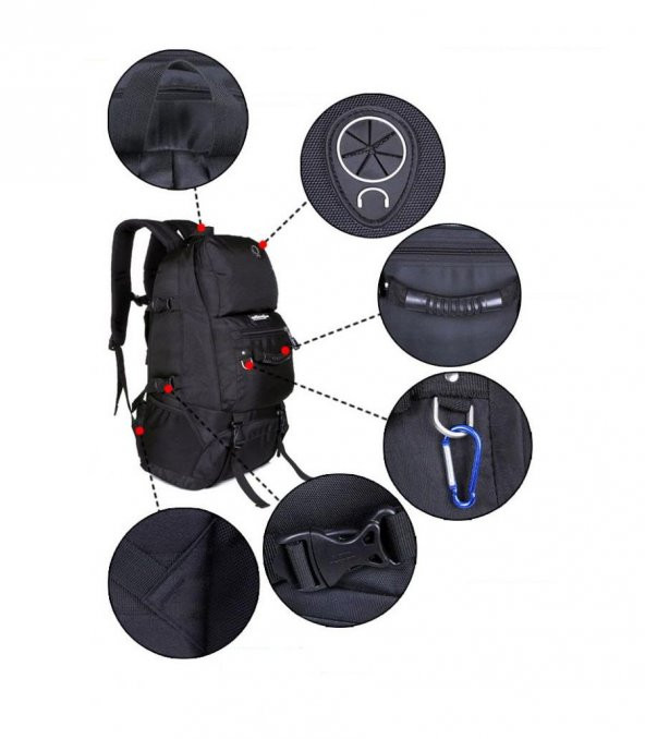 Local Lion Kamp Dağ Seyahat Sırt Çantası Siyah - 4