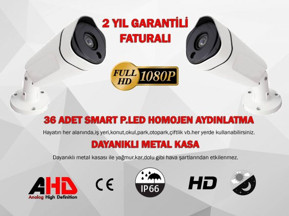 2 Mp AHD Güvenlik Kamerası - 1080p Full HD Dış Mekan Bullet IP66