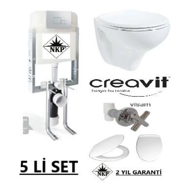 NKP GÖMME REZERVUAR + ARA KESME + TP320 CREAVİT ASMA KLOZET + AKDENİZ KAPAK - 2