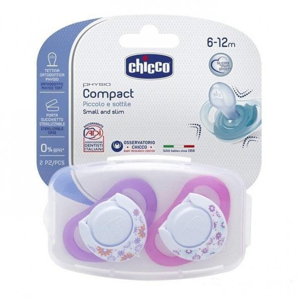 Chicco Physio Compact Silikon Emzik 2li 6-12 Ay Kız