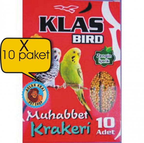 Klas Bird Muhabbet Kuşu Ballı Kraker 10lu x10 Paket