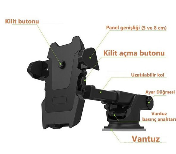 Araç Içi Telefon Tutucu Akrobat Tutacağı Ultra 360 Ayarlanabilir - 2