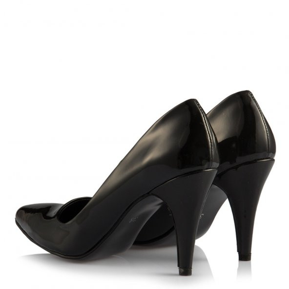 35-36-37-38-41-42-43 Numara Siyah Stiletto Rugan Akdın Ayakkabısı - 4