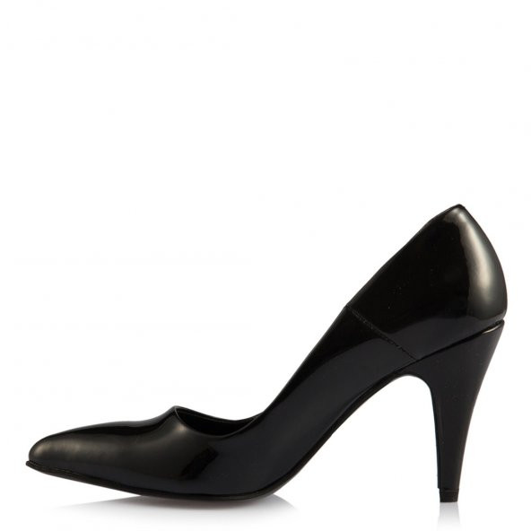 35-36-37-38-41-42-43 Numara Siyah Stiletto Rugan Akdın Ayakkabısı - 6