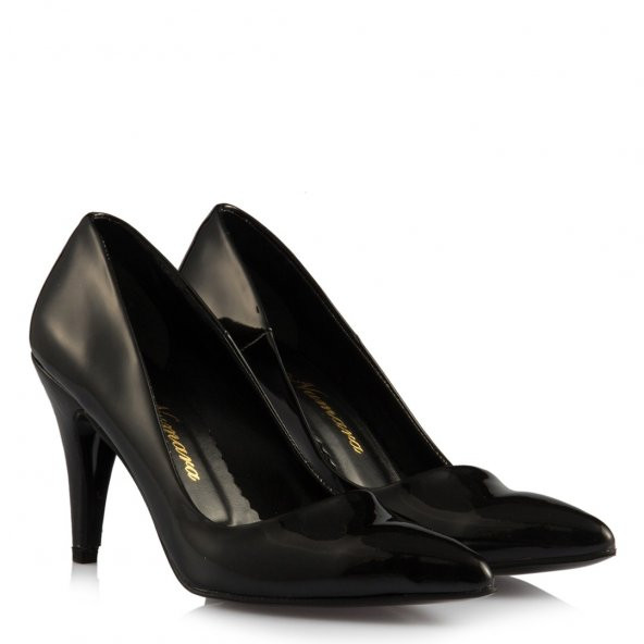 35-36-37-38-41-42-43 Numara Siyah Stiletto Rugan Akdın Ayakkabısı - 9