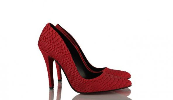 Kadın Stiletto Kırmızı Crocodil Ayakkabı