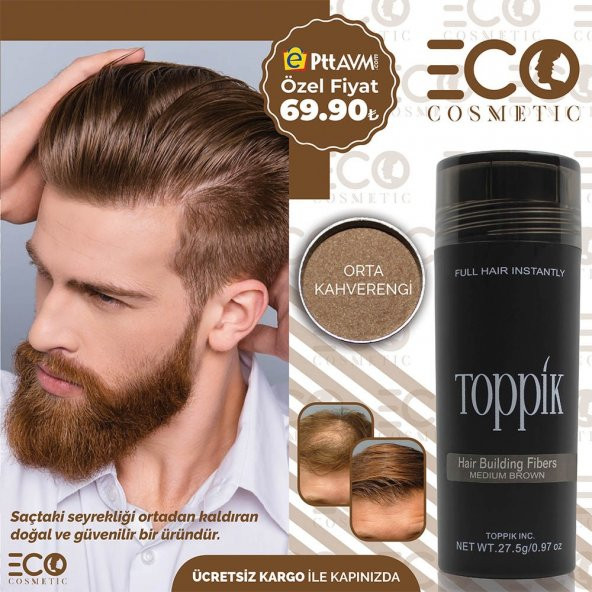 Toppik Orta Kahve 27,5 Gr Saç Tozu Fiberi Topik Made İn Usa Amerikan Malı - 2