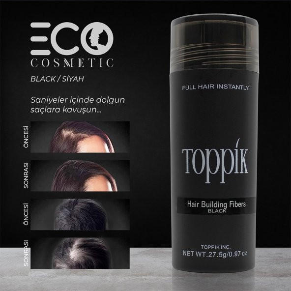 Toppik Siyah 27,5 Gr Saç Tozu Fiberi Topik Made İn Usa Amerikan Malı - 3