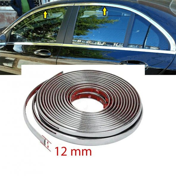 Krom Çıta Parlak Yapısmalı Serit Nikelajlı Çıta (Genişlik : 12mm)