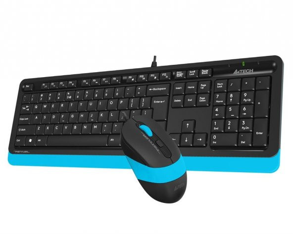 A4 TECH F1010 USB Q Siyah/Mavi Kablolu Klavye Mouse Set