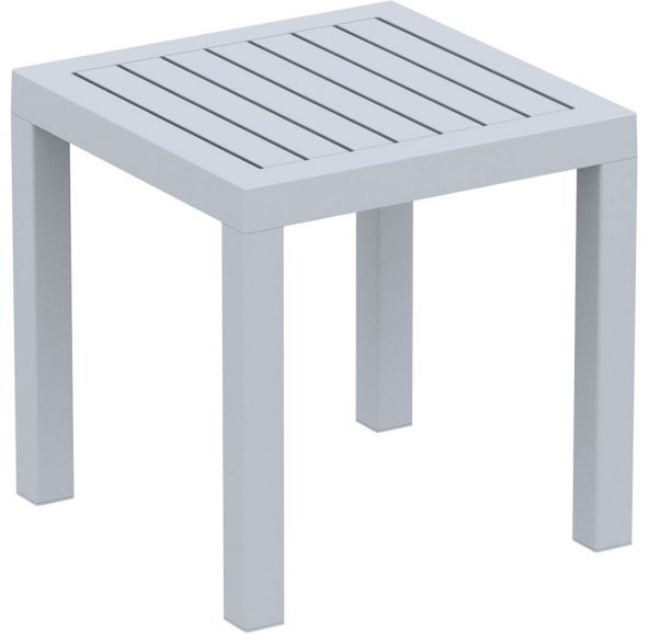 Siesta Ocean Mini Sehpa Bahçe Teras Havuz Şezlong Sehpası Gümüş Gri - 1