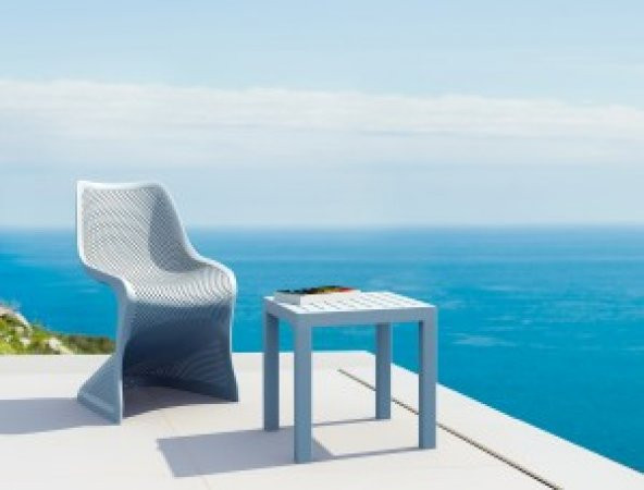 Siesta Ocean Mini Sehpa Bahçe Teras Havuz Şezlong Sehpası Gümüş Gri - 2