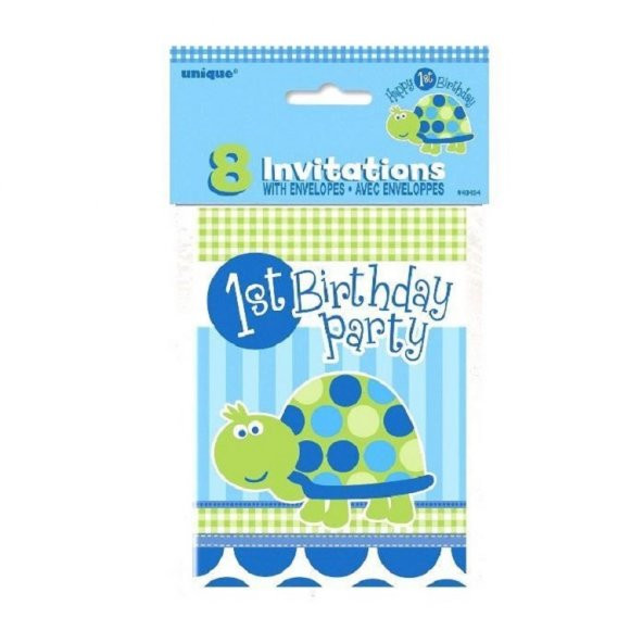 1 YAŞ MAVİ DOĞUM GÜNÜ DAVETİYE SETİ 8Lİ