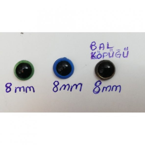 Kilitli Göz Renkli 8 mm ( 6 Çift )