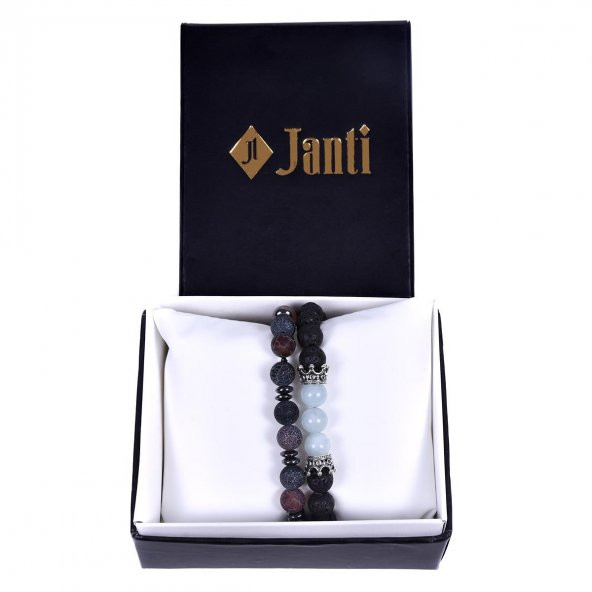 JTKB19092 JANTİ AYTAŞI AKİK LAV DOĞALTAŞ KOMBİN BİLEKLİK - 2