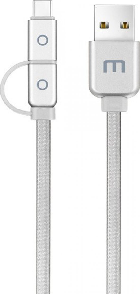 Meizu Micro USB ve Type-C 2li Kablo (1.2 m) - Gümüş