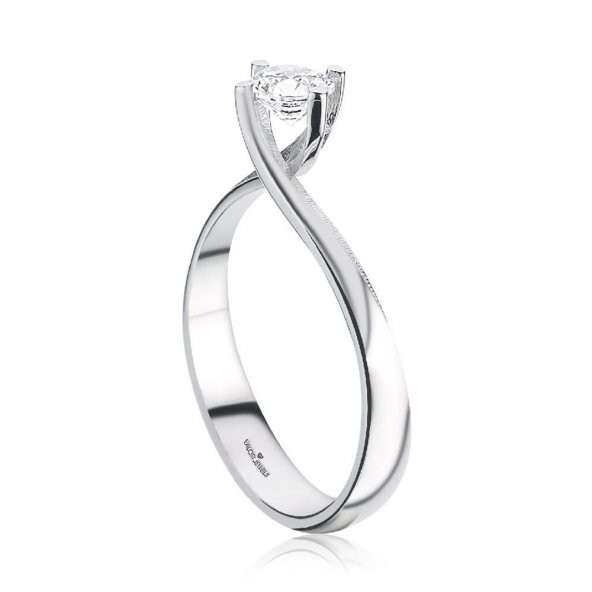 Swarovski Taşlı Özel Tasarım 925 Ayar Gümüş Sarmal Tektaş - 2