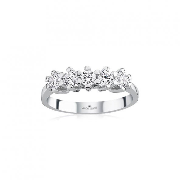 Swarovski Taşlı Özel Tasarım 925 Ayar Beştaş Yüzük - Uzun Montur