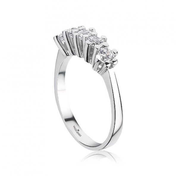 Swarovski Taşlı Özel Tasarım 925 Ayar Beştaş Yüzük - Uzun Montur - 2