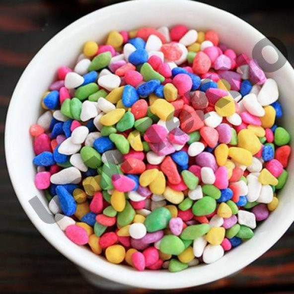 Teraryum Çakıl Taşı, Fanus Renkli Dekoratif Taş Akvaryum Taşı KarışıkRenk1-2 cm çaplı 5Kg Paketlerde - 2