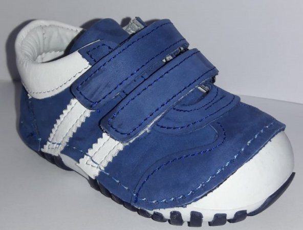 Pappikids235 Ortopedik Deri  Erkek Çocuk İlk Adım Ayakkabısı Bot Mavi