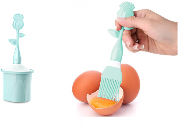 Yumurta Fırçası Silikon Fırça Seti - Gül Model