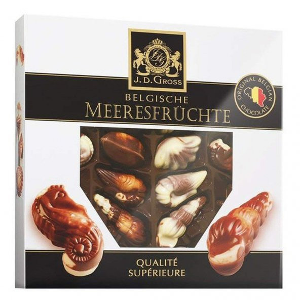 J.D.Gross:  Pralinés Supérieurs  Belgian Chocolate Sea Shells filled with Hazelnut Pralines 250 gr
