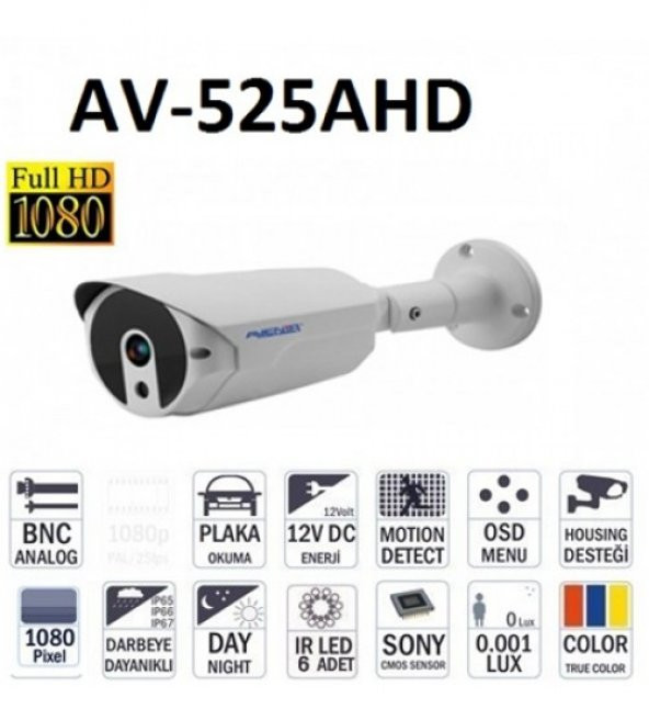 Avenir Ahd Bullet 2.4 Mp 3.6Mm Av-525Ahd 1/2.8 Cmos Dwdr 50 Metre Ahd Kamera - 2