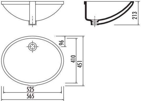 Creavit Tp205 Tezgah Altı Oval Lavabo 40X52 Cm Beyaz - 2
